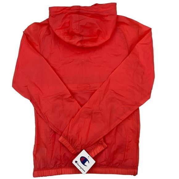 New Champion Men Unisex Red Anorak Hood Windbreaker Long Sleeve Pullover US XS - Picture 2 of 13